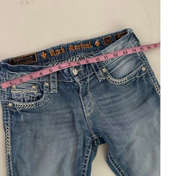 Rock Revival Women’s Jeans Size 28 Bootcut Blue Denim Embellished Pockets - Picture 9 of 9